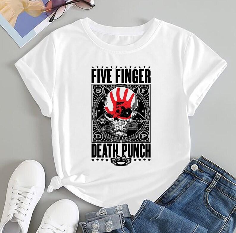 

New Five Finger Death Punch Skull t-Shirt 2024 Tour Shirt Unisex T-Shirt XXXXL
