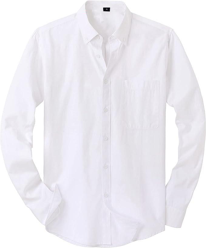 Herren Uni Oxford Langarm Button-Down-Hemd mit Brusttasche, EU-Größe Lässiges Business-Hemd für Amazon Cross-Border