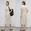 Demana Pure Cotton Workwear Stand Collar Dress