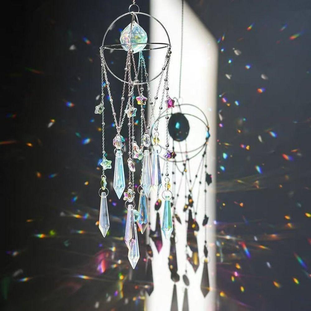 Handmade Crystal Sun Catcher Rainbow Prism Rainbow Prism Window Hanging Sun Moon Pendant Women