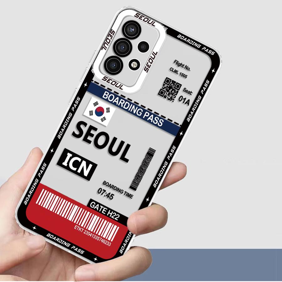 Tokyo Seoul Bordkarte Weiche Handyhülle für Samsung Galaxy A34 A15 A33 A14 A53 A23 A54 A24 A56 A26 A32 A13 A55 A25 A36