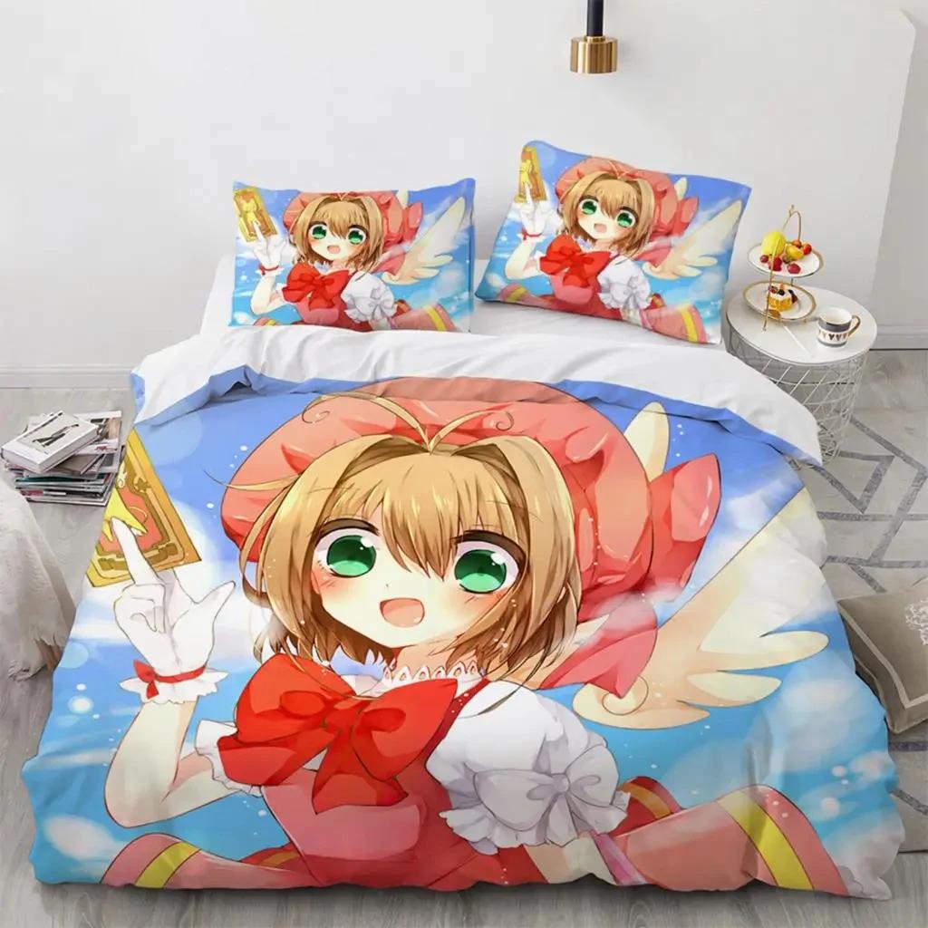 Anime Cardcaptor Sakura Ložní souprava, Povlak na přikrývku Přikrývka Ložní souprava Povlak na peřinu Povlak na polštář, Velikost King Queen Twin Chlapecká Dívčí Dospělá