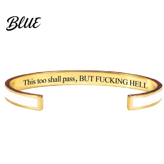 Adjustable Open Cuff This Too Shall Pass Mantra Bracelet Engraved Motivational Inspirational Bracelet Bangle Hidden Information Encouragement Jewelry