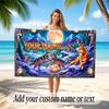 Wolf Theme Beach Towel Personalized Custom Name & Text Soft Quick Dry Beach Towel for Swimming Travel