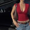 Dámské novinky zima 2025: Sexy Crop Top s hlubokým výstřihem na zádech, úzký, se šněrováním
