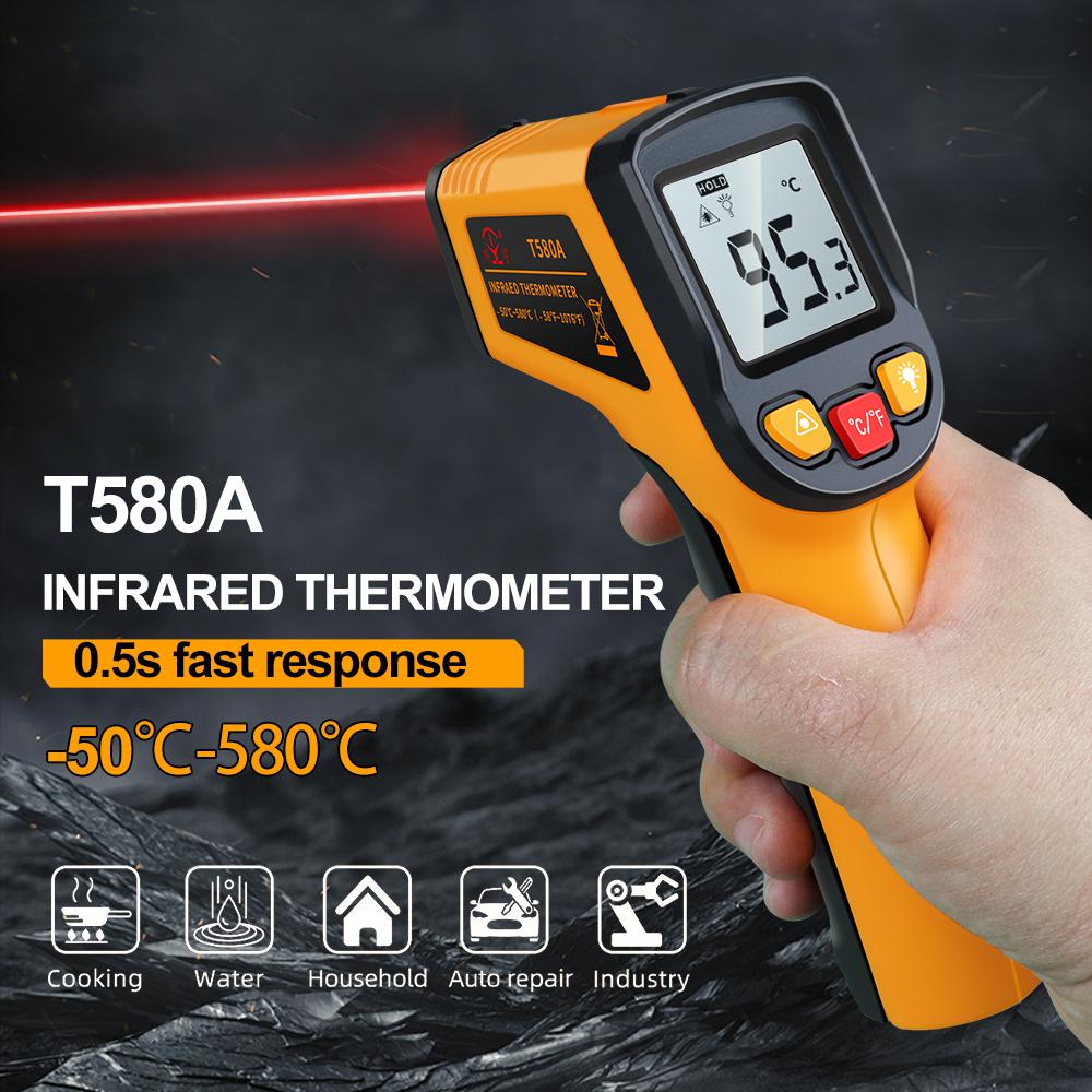 T580 Digital Infrared Thermometer -50~580℃ Non-Contact IR Pyrometer Handheld Industrial Termometro Electronic Temperature Gauge