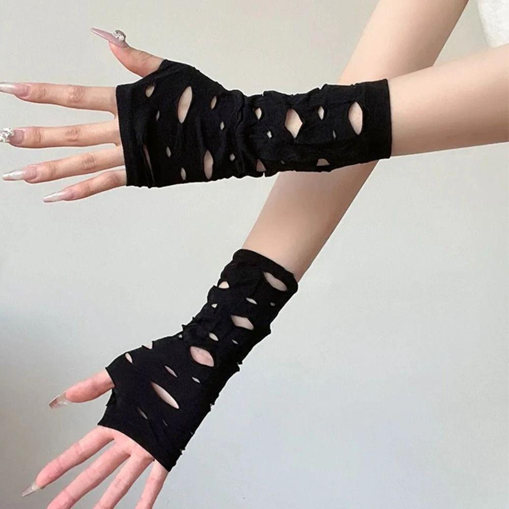 Long Length Gothic Gloves Fingerless Hollow Out Gloves Sexy Long Gloves Unisex