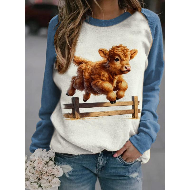 Cute cat, dog, animal Jesus 3D printed sports shirt for women's autumn shoulder long sleeved pullover Harajuku top for women's clothing