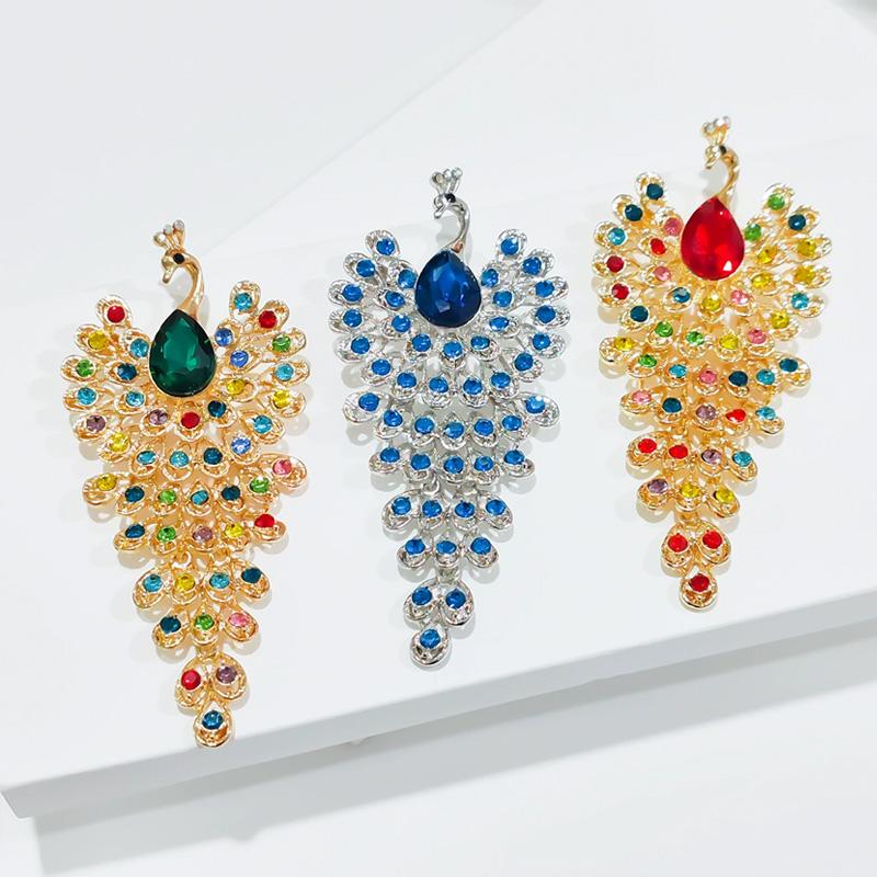 1pc Jewelry Accessories Luxury Peacock Brooches Colorful Rhinestone Creative For Women Crystal Brooch Pins