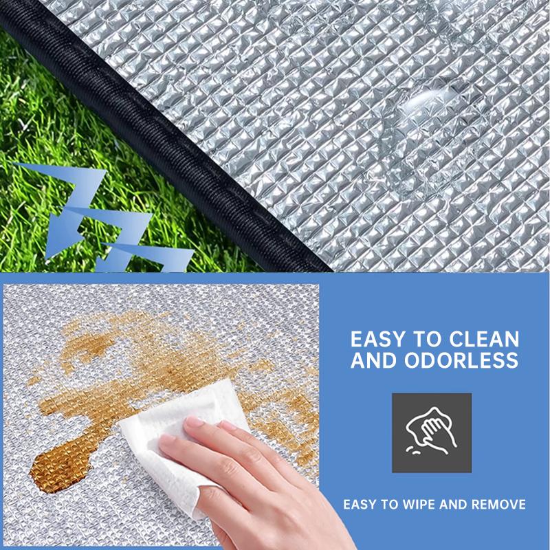 Outdoor Picknick Feuchtigkeitsschutzmatte Doppelseitige Dicke Aluminiumfolie Wasserdichte Strandmatte Tragbare Zeltbodenmatte Campingmatte