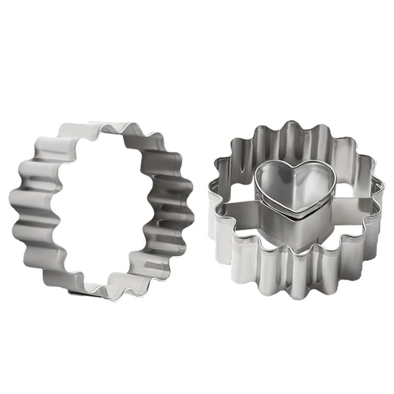2Pcs Heart Shape Cookie Cutter Valentine's Day Biscuit Cutting Mold Embosser Stamp Wedding Birthday Party DIY Baking Accessories