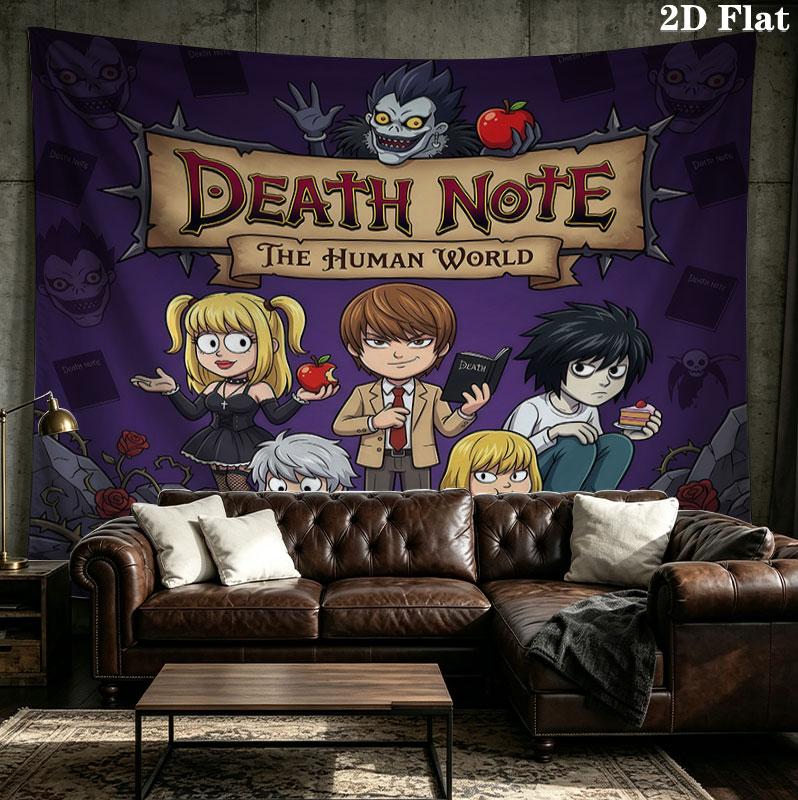 Arazzo da Parete Death Note Appeso Estetico Coperta in Tessuto Stampato Arazzi Decorativi per Camera da Letto Soggiorno Decorazioni per la Casa