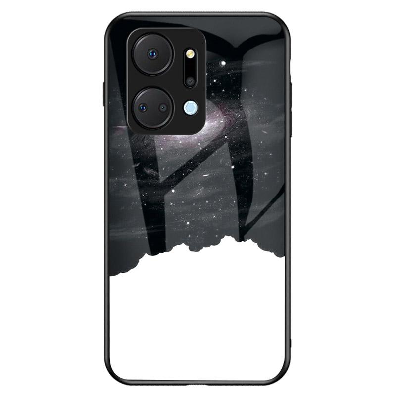 Mobile Phone Case for Honor X7a 5G,Starry Sky Pattern Tempered Glass+PC+TPU Smartphone Cover