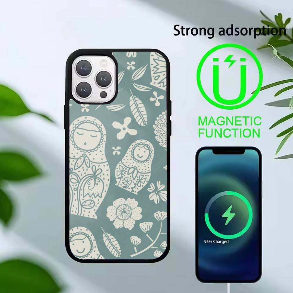 D-Russian Dolls Matryoshka Phone Case For iPhone 14,16,15,13,17,12,Plus,Pro,Max Magnetic For Magsafe Frosted Cover