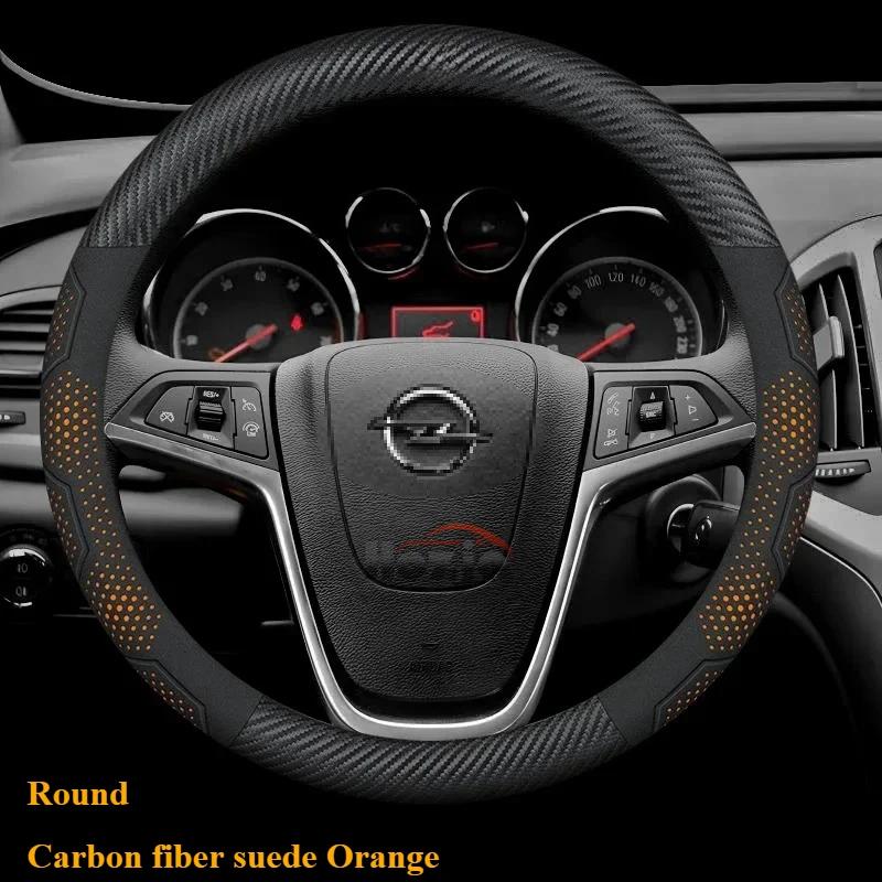 For Opel Astra-e Astra L GS Sport ST 2023 2024 2025 Steering Wheel Cover Carbon Fiber Suede Leather Car Accessories