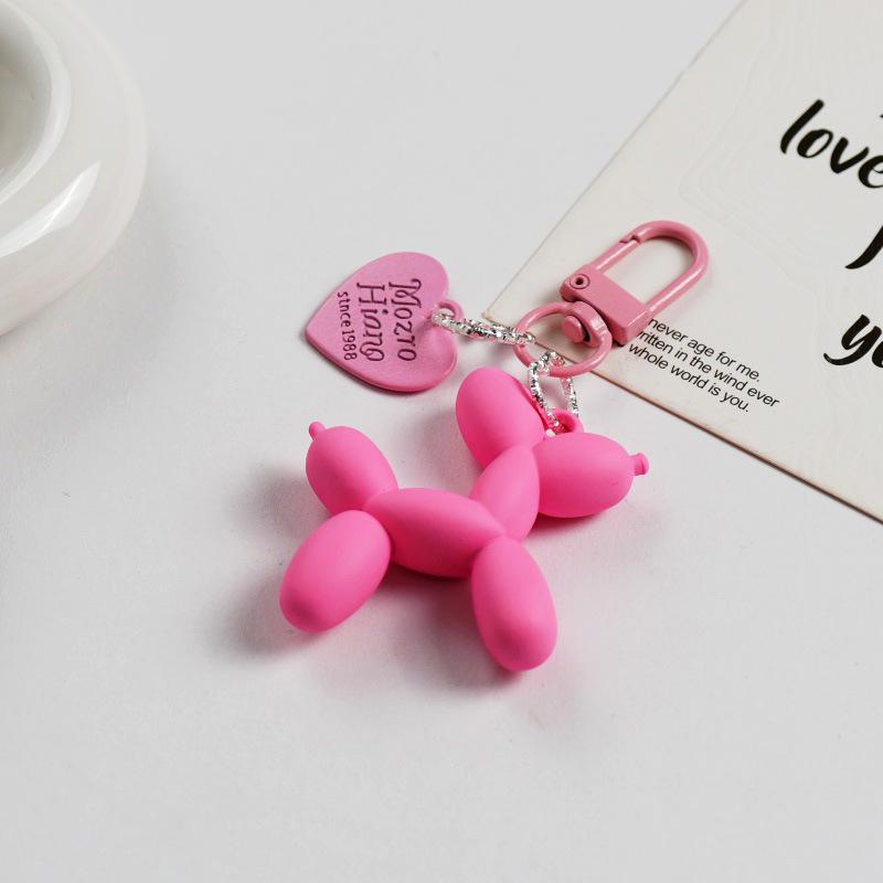 Trendy Acrylic Balloon Dog Keychain & Heart Pendant Backpack Accessory