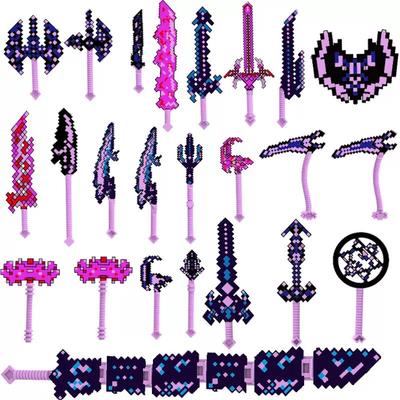 Miniature Weapon Bag Annoying Villager Diamond Sword Trident Boy Assembling Building Block Toy