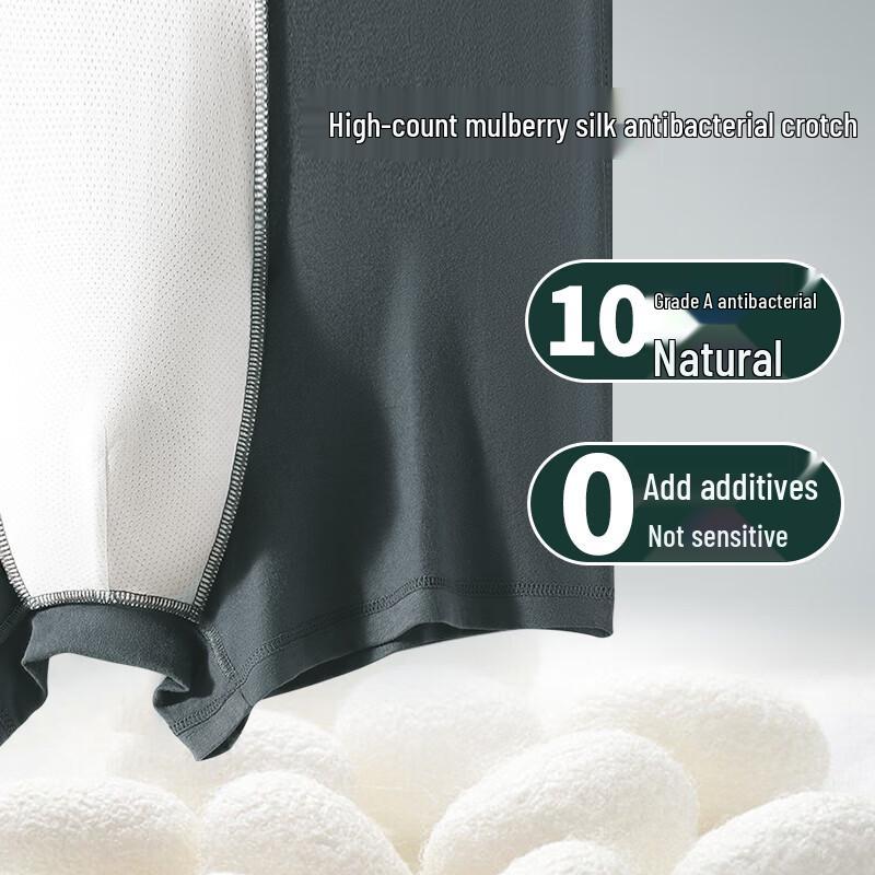 LANGSHA Men's 10A Antibacterial Silk-Crotch Cotton Boxer Briefs