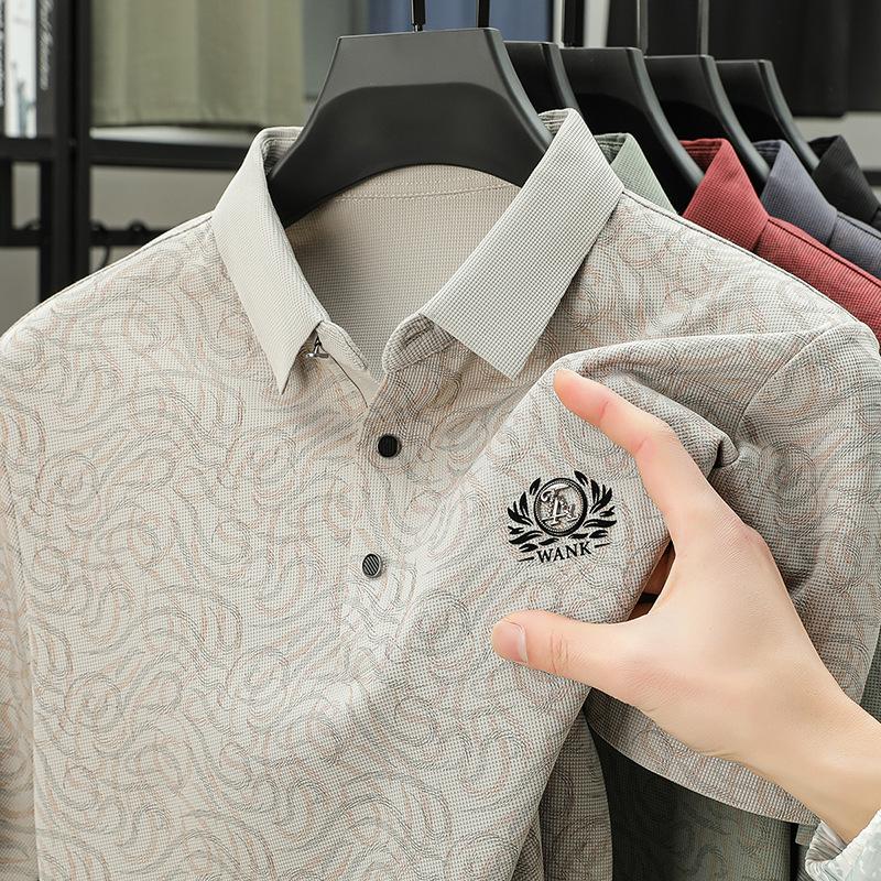 Traceless Short-Sleeved Polo Shirt Men'S And Men'S Light Luxury Casual Printed Lapel T-Shirt