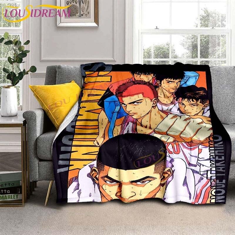 SLAM DUNK Blankets Slam Dunk Sakuraqi Flannel Blankets 3D Cartoon Throw Blankets for Bedroom Sofa Travel Camping Warm Blankets