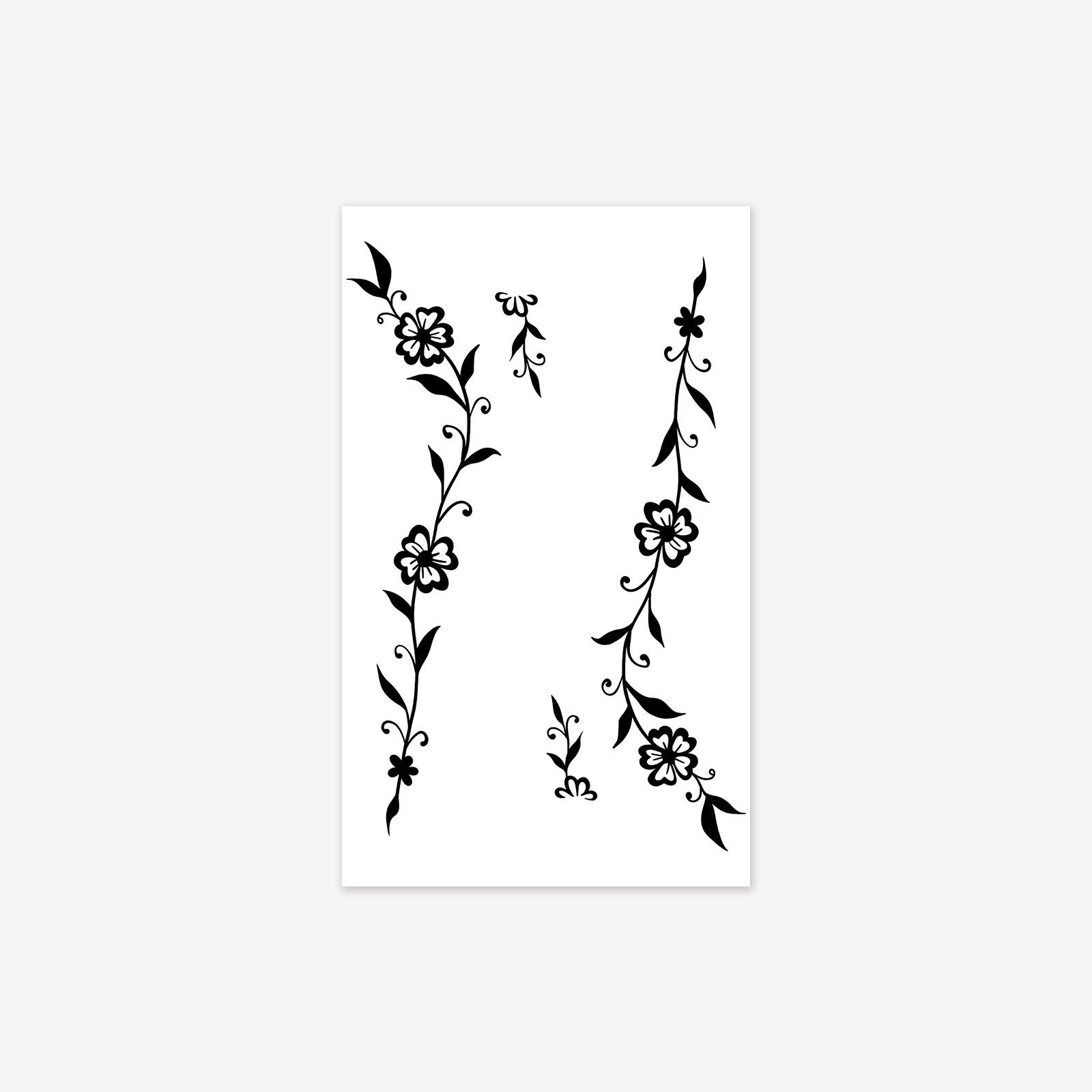 

Wind Fine Line Flower Branch Tattoo Sticker Retro Exquisite Waterproof And Long-Lasting Back Of Hand Finger Flower Pattern Sticker 11*18CM