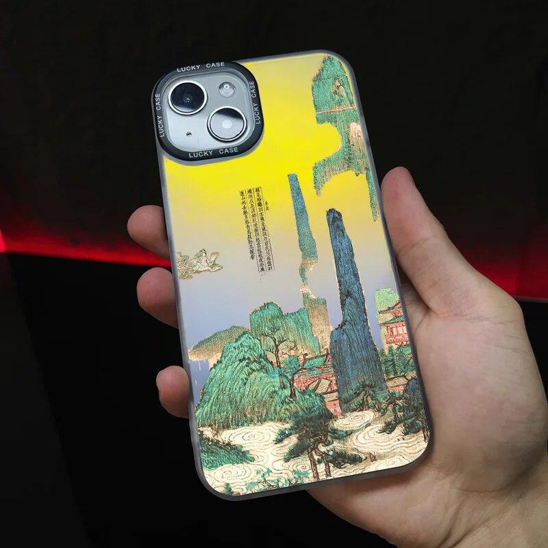 Husa pentru telefon peisaj pentru iPhone 12 Husa iPhone 13 11 15 14 Pro Max XR XS X 7 8 Plus SE 2020 Husa moale rezistenta la socuri cu peisaj laser