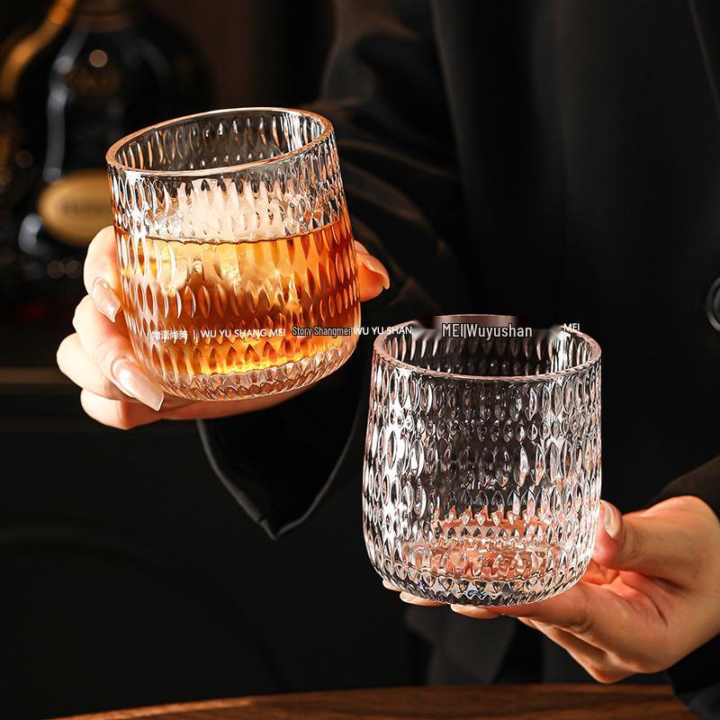 Retro Embossed Whiskey Glass - Luxury Beer Mug & High-End Liquor Glass