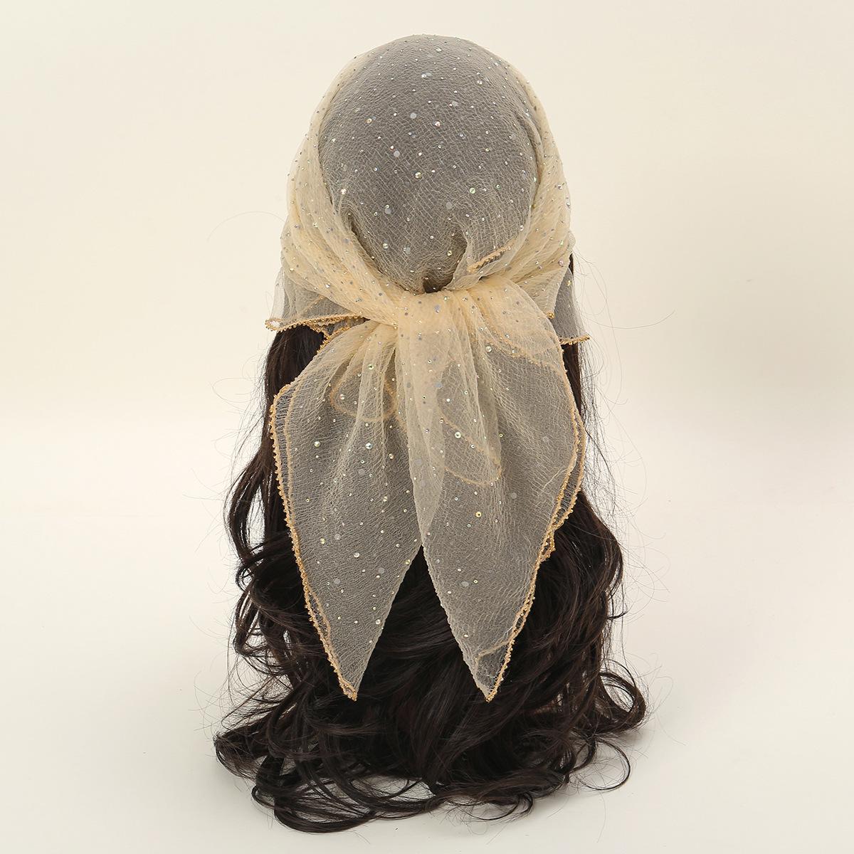 

Весенний шелковый квадратный платок со стразами - Универсальный, модный женский головной платок 80*80 cm