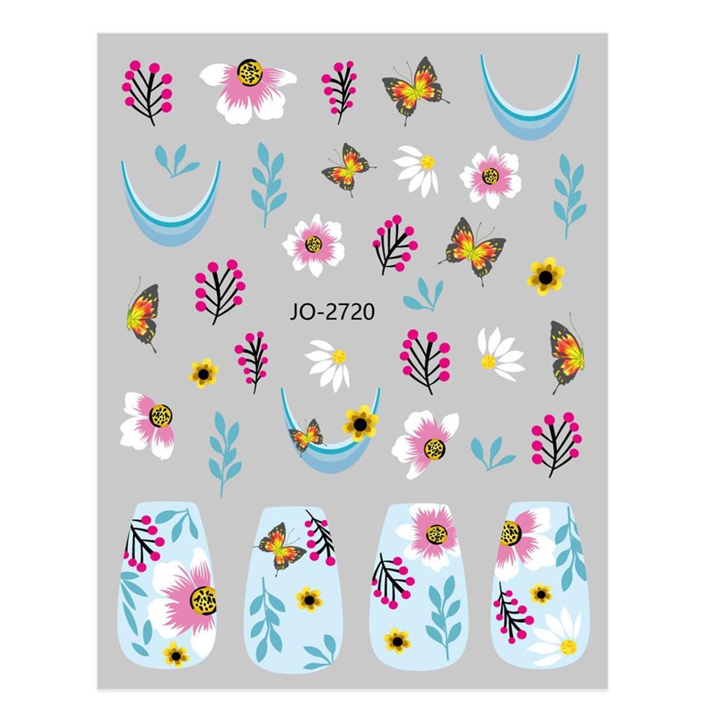 Ins Style Floral Butterfly Rose Self-Adhesive Nail Art Stickers, Same Style as Douyin & Xiaohongshu