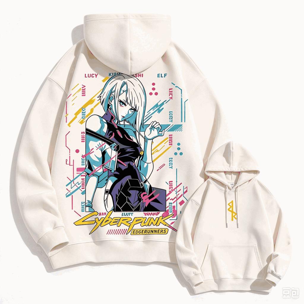 Cyberpunk Edgerunners Grafik Hoodies Herbst Winter Herren Manga Vintage Übergroß Unisex Streetwear Trendig Sport Grafik Y2k Kurze Ärmel Klassisch
