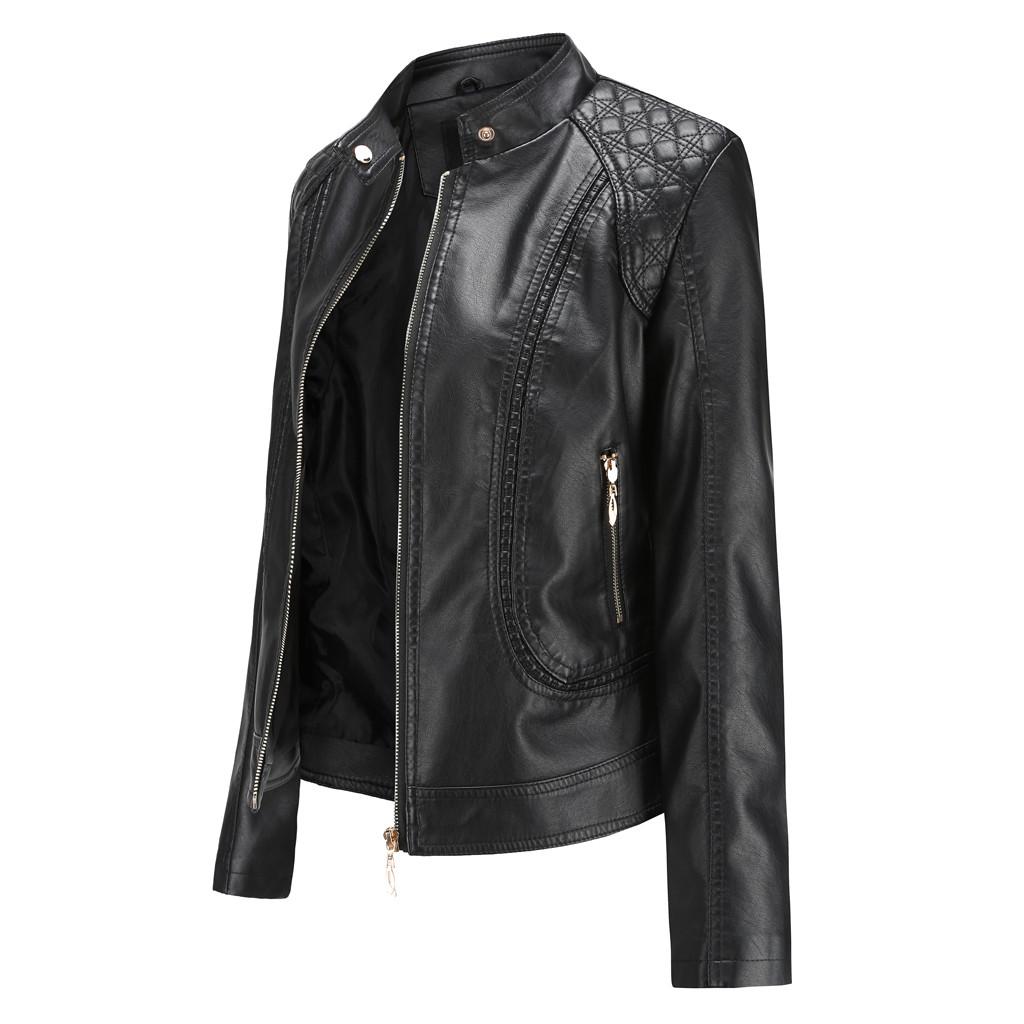 Winter Warm Women Short Coat Leather Jacket Zipper Tops Overcoat Outwear