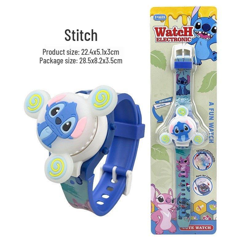Deluxe Children's Cartoon Music Watch with Colorful Luminous Rotating Gyro - Electronic Toy Gift