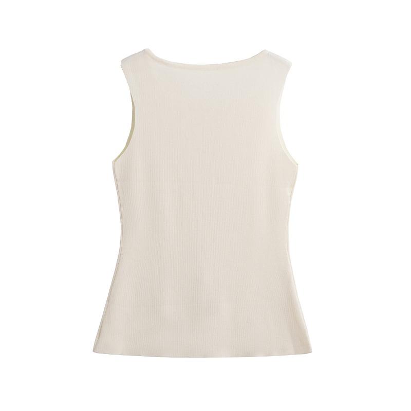 Women S Fashion Sleeveless Vest With Gold Buttons Casual Style