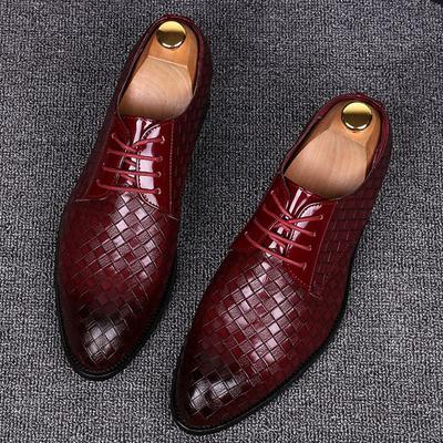 2025 Formal Leather Shoes Men Dress Business Shoes Male Geometric Red Oxfords Party Wedding Casual Men's Flats Chaussure Homme88