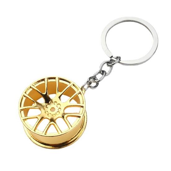 

Tire Keychain Pendant Lightweight Metal Keychain Portable Creative Wheel Hub Design Keyring Fun Accessory for Keys and Bags C