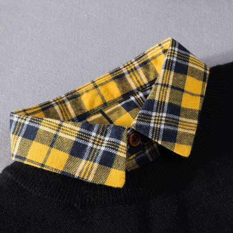 Plaid Fake Collar Shirt Women And Men Size 38 To 44 Dachable Collar Half Shirt Women Men False Collar Tie White Lapel Faux Col