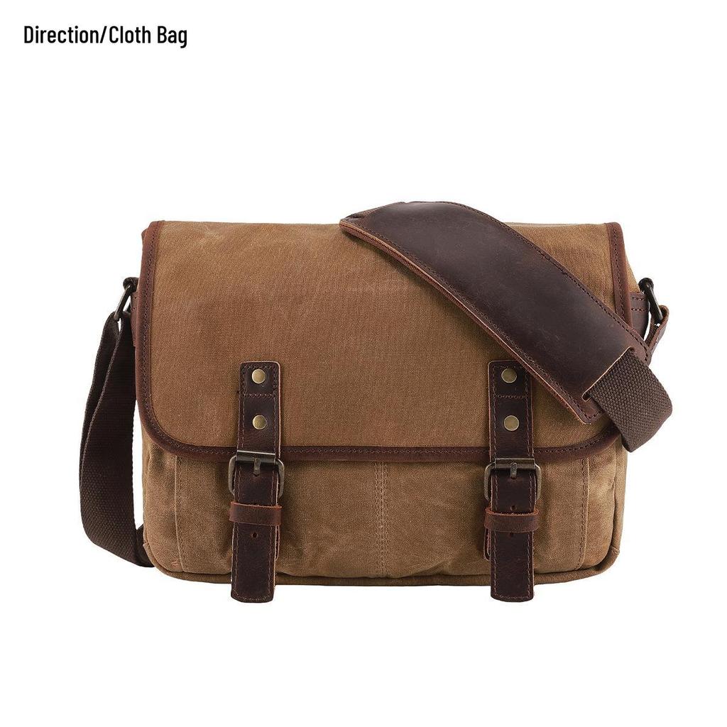 Nuova Borsa Fotografica Impermeabile in Tela Cerata: Borsa a Spalla per Fotocamere Reflex e Mirrorless da Esterno per Fotografia Professionale