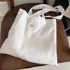 Spring and summer new Tencel texture crepe classic polka dot printing niche shoulder bag ins lazy wind white canvas bag