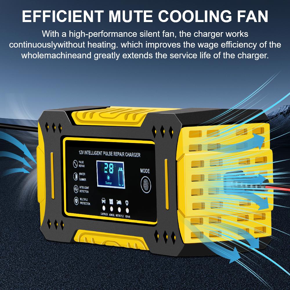 6A 12V Car Battery Chargers 3 Stages Fast Charging Storage Batteries Lead Acid AGM GEL Battery Intelligent Pulse Repair Tools