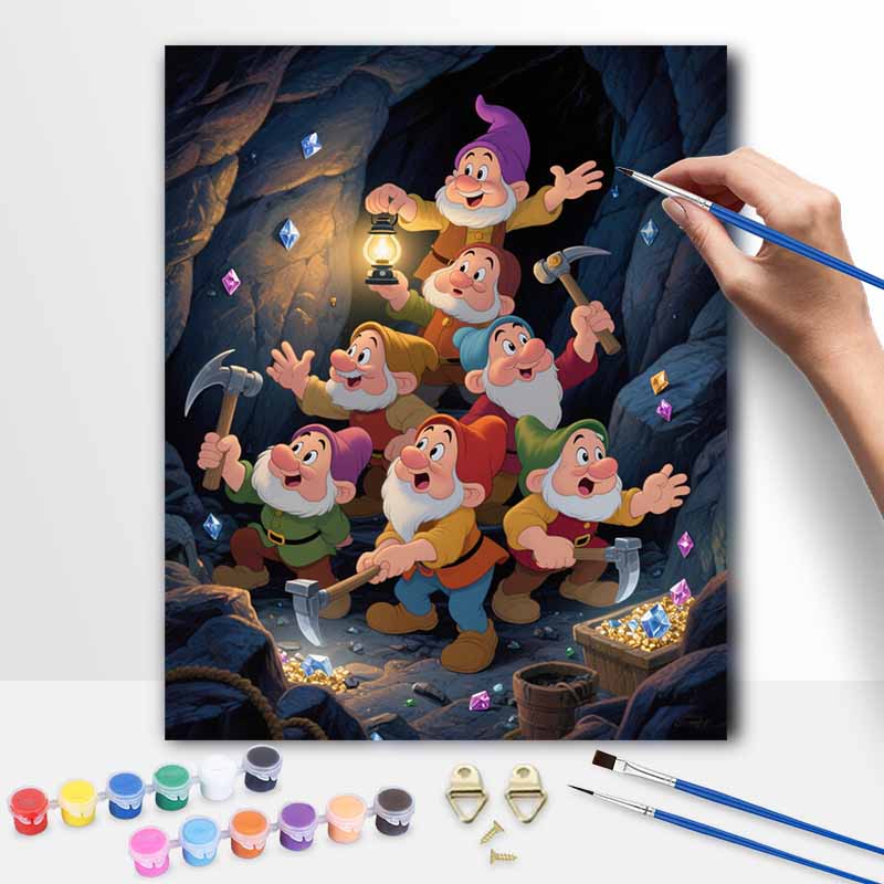Disney Seven Dwarfs Oil Painting Hand Painting Art Kit Coloring Painting Handmade Diy Home Decoration Gift