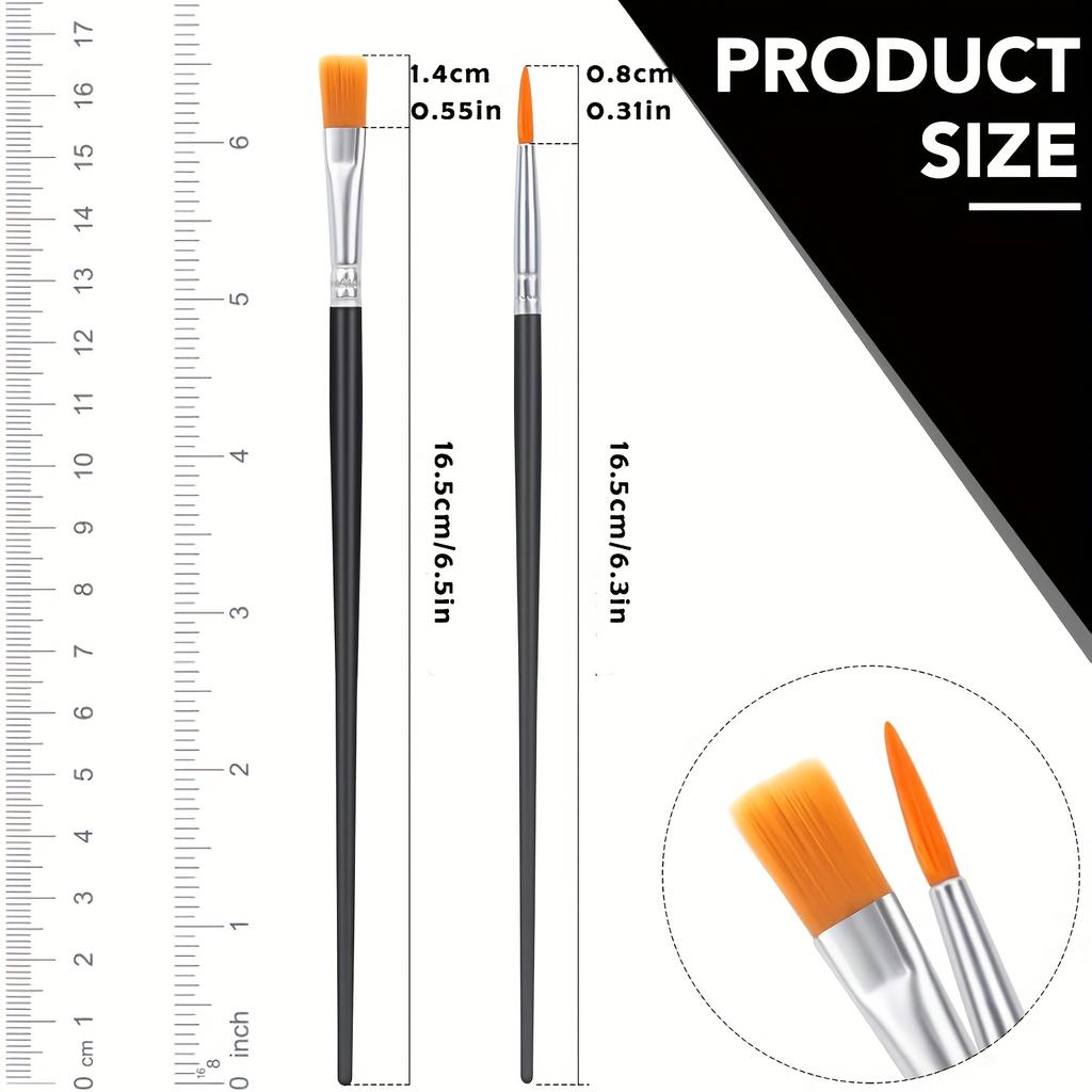 100/50pcs Black Nylon Hair Paint Brushes with Flat and Round Tip Acrylic, Suitable for Oil Painting, Craft Paint Brushes, Suitable for Acrylic