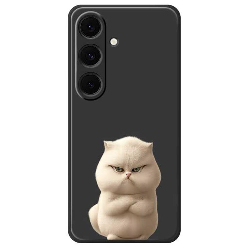For Samsung Galaxy S24 FE Case Angry Cat Pattern Printing Straight Edge TPU Phone Back Cover