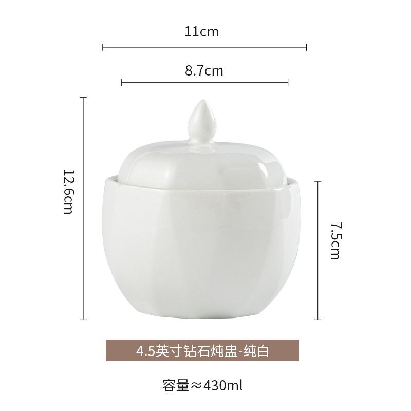 Hotel Restaurant Household Ceramic Tableware Diamond Stew Cup One Person Dessert Cup Stew Soup Stew Cup Dessert Cup