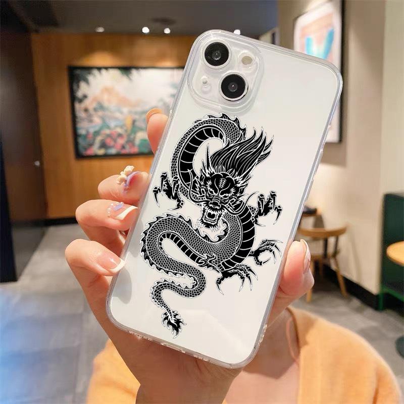 

Модний прозорий чохол для телефону Dragon для iPhone 14 13 11 12 Pro Max X XR XS 7 8 Plus SE М’який силіконовий чохол Luxury Coque Funda Capa iPhone 14 Plus