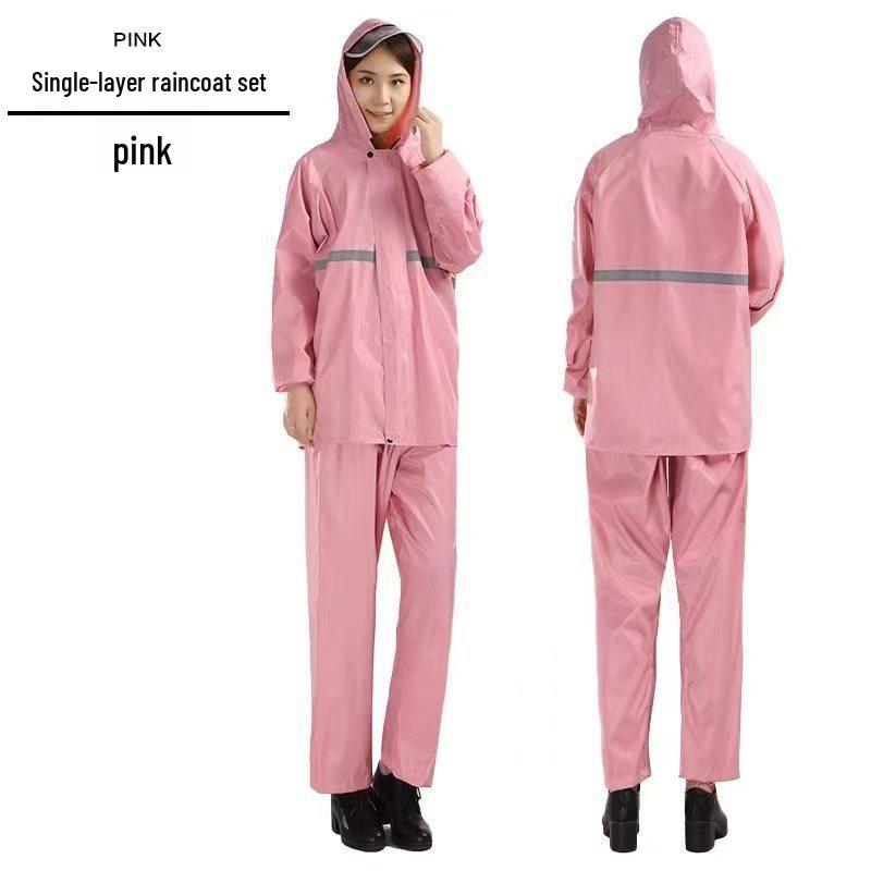 Reflective Windproof Raincoat & Pants Set for Night Riding