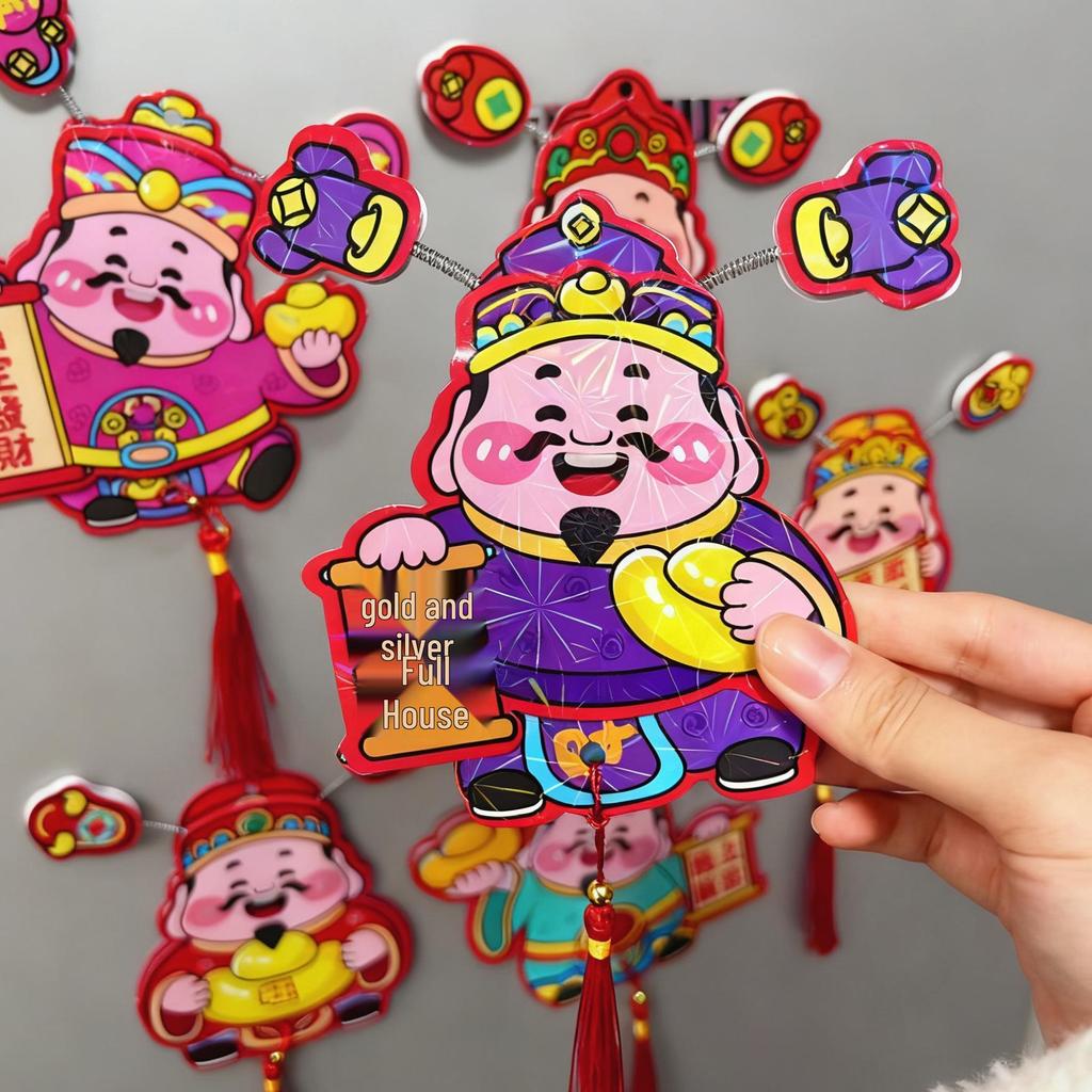 Jahr des Pferdes 3D Cartoon Gott des Reichtums Kühlschrankmagnet mit wackelnden Ohren