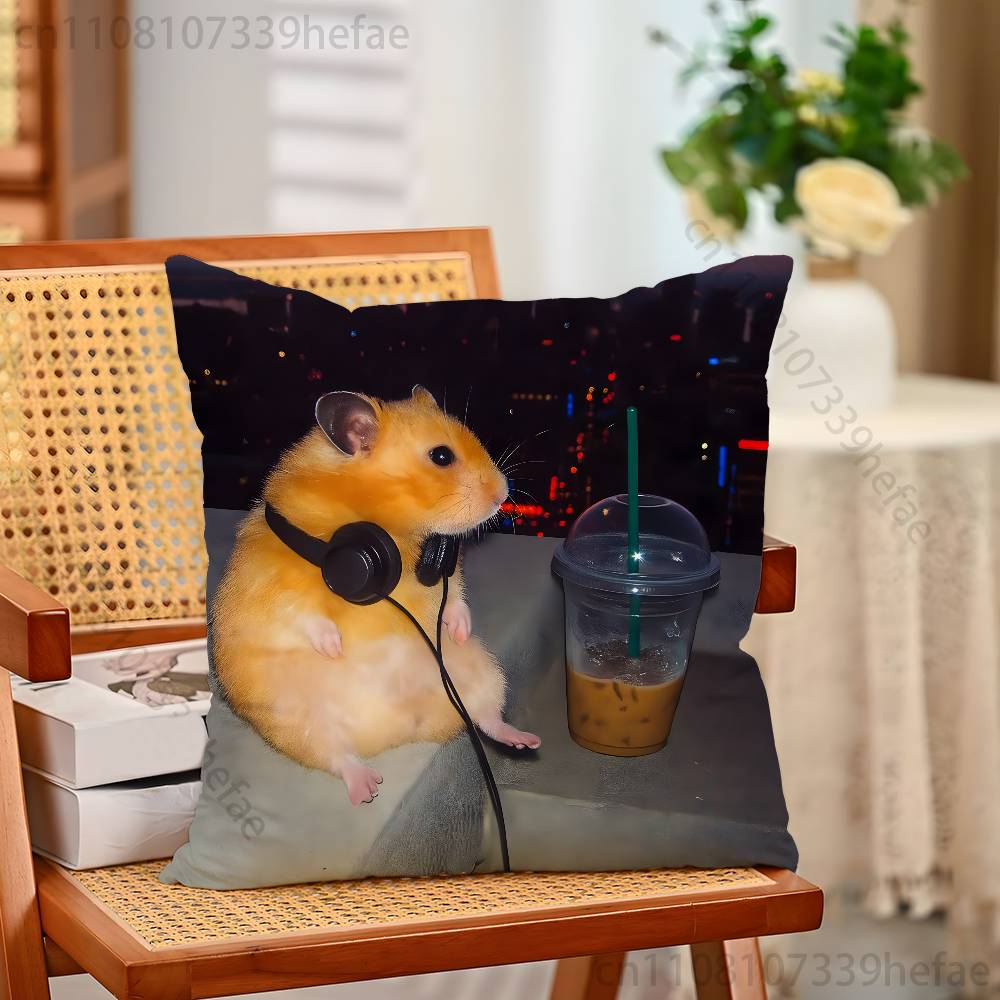 Cute Animal Hamster Throw Pillow Case For Decoration 30cm 50cm 55cm Square Home Pillowcase Case