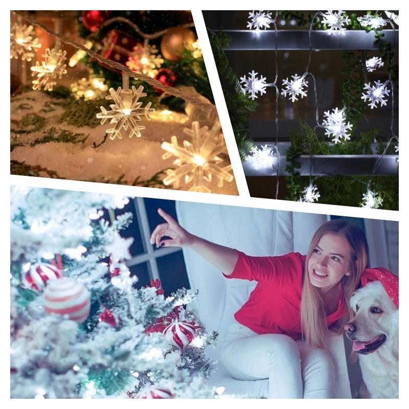 Snowflake Lights String LED Festoon Light USB Plug Christmas Tree Light Aesthetic Room Decoration Wedding Party New Year's Decor