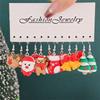 12PCS Sweet Santa Claus Christmas Tree Drop Earrings for Women Cute Cartoon Resin Elk Snowman Drop Earring Party Jewelry Gifts