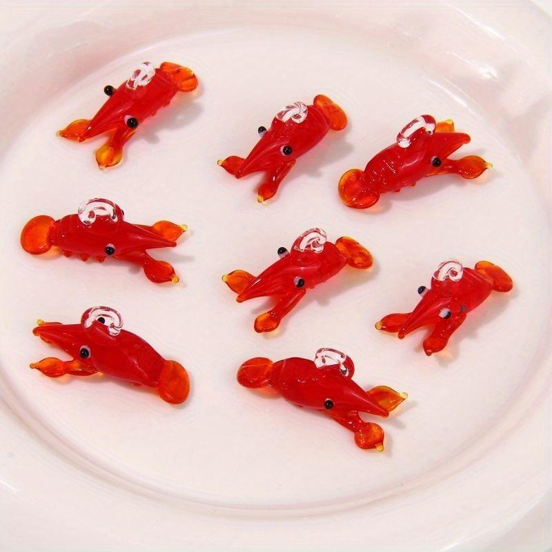 1PC Roter Hummer Mini Figur Anhänger Niedlichen Charme Krebse Garnelen Garnelen Winzige Statue Ornamente Aquarium Dekor Zubehör